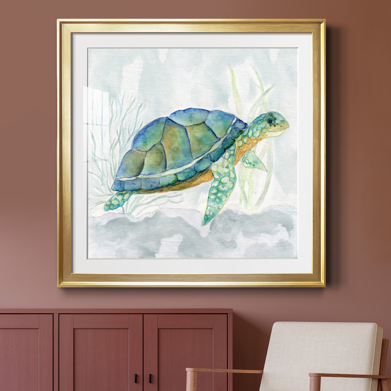 Riding the Current I - peinture encadrée, Encadrement doré, H 34,5 po x l 34,5 po x P 1,5 po