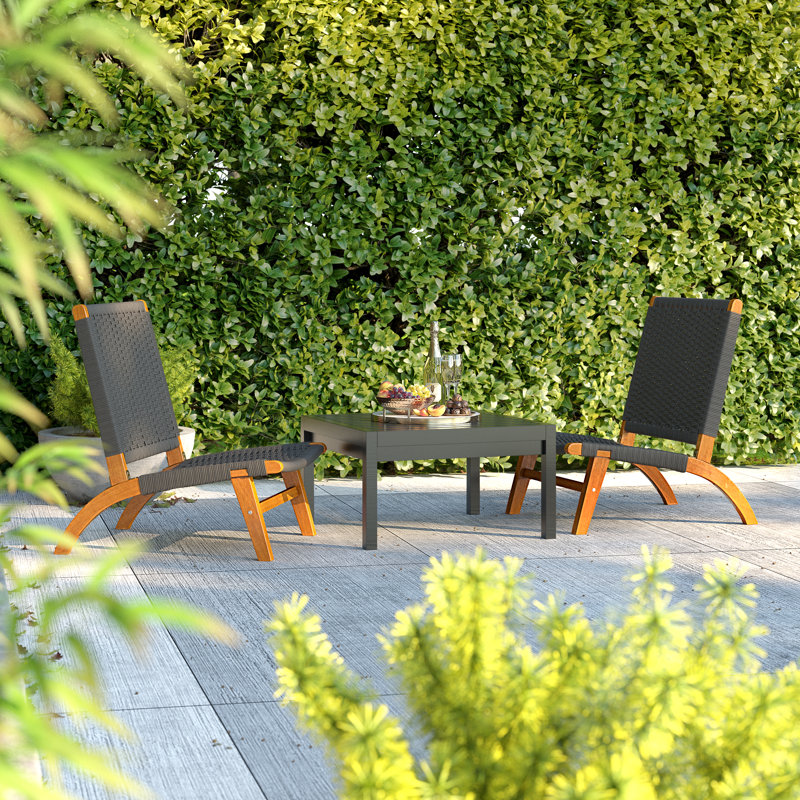 Chaise longue Patio Sense Costa Rica, fabrication en bois d'eucalyptus, siège en toile tissée gris anthracite