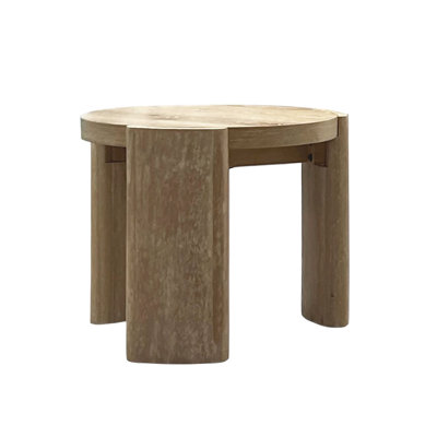 Table d'appoint ronde d'une splendeur contemporaine, en bois d'ingénierie et fini chêne, profondeur 51 cm, hauteur 46 cm.
