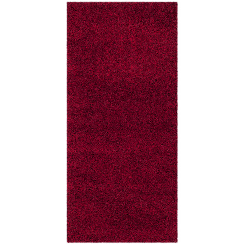 Angeliya Shag Performance Solid Color Rug, Runner 2'3" x 9', Red