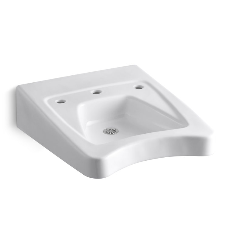 Morningside Ceramic 20" Wall Mount Bathroom Sink with Overflow, White, 11.5" Centers
