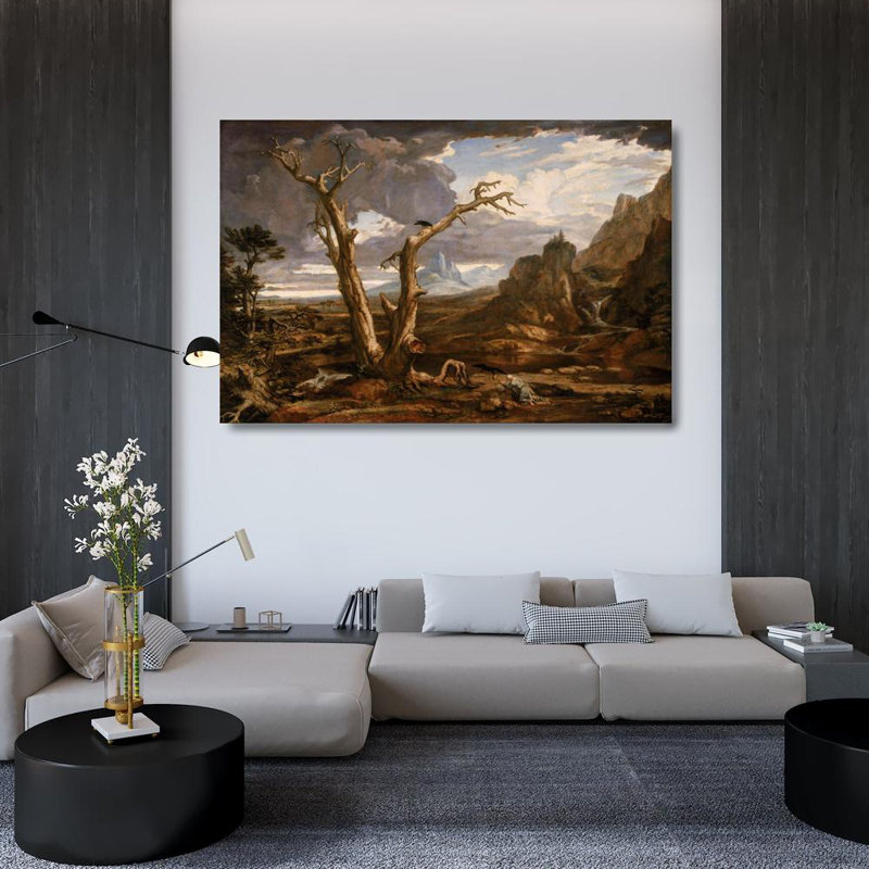 «Elijah in the Desert» par Washington Allston - Art mural sur toile tendue avec châssis, H 33 po x l 48 po
