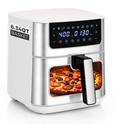 Friteuse à air de 6,34 pte avec fenêtre de visualisation, friteuse en acier inoxydable 8-en-1, rôti, réchauffé, cuit