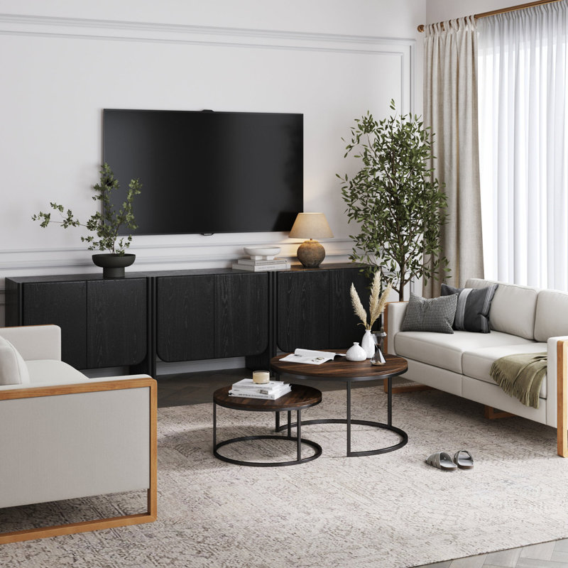 Armoire de rangement arquée pour hall d'entrée, Noir, H 32 po x l 115 po x P 17 po, 3