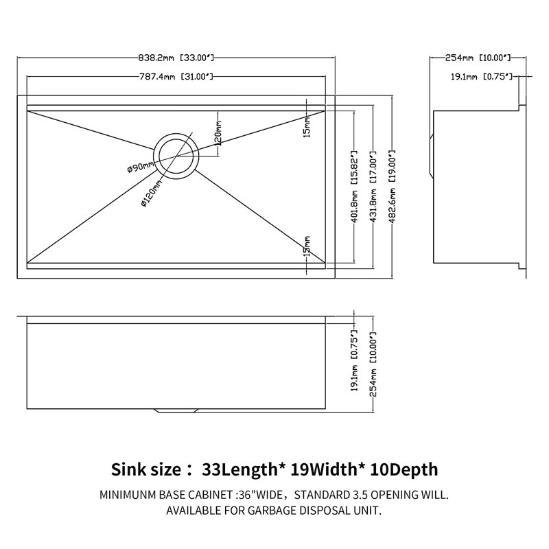 Undermount Workstation Kitchen Sink Single Bowl