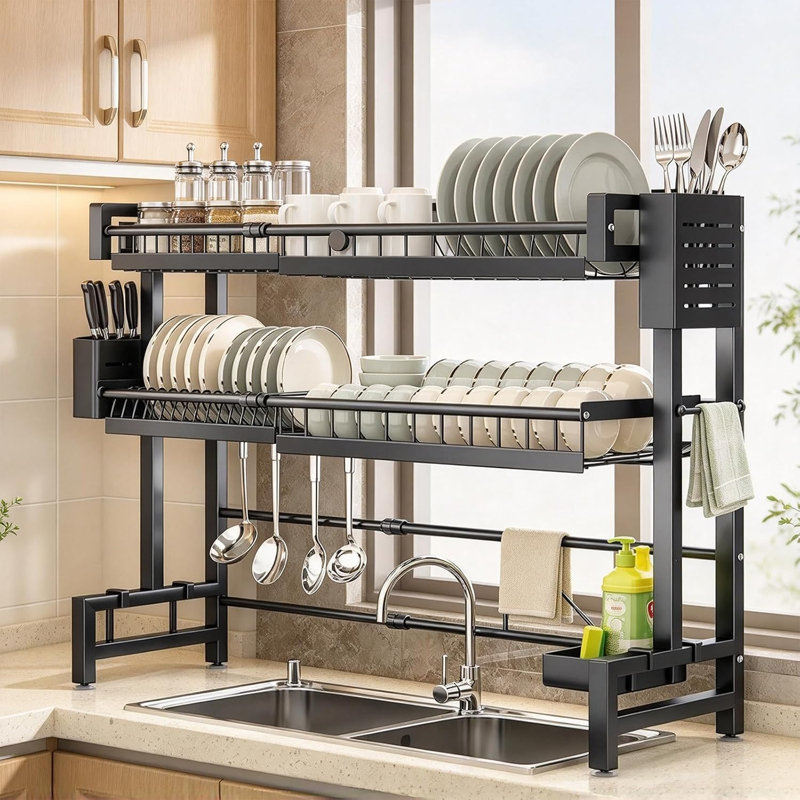 Expandable  Dish Drainer Over The Sink Dish Drying Rack