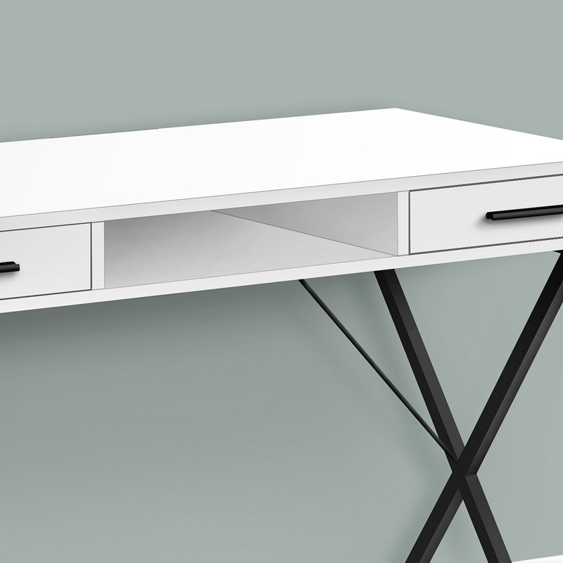 Bureau d'ordinateur, bureau personnel, ordinateur portable, installation à gauche, à droite, tiroirs de rangement, L 42 po, travail, métal stratifié, contemporain, moderne