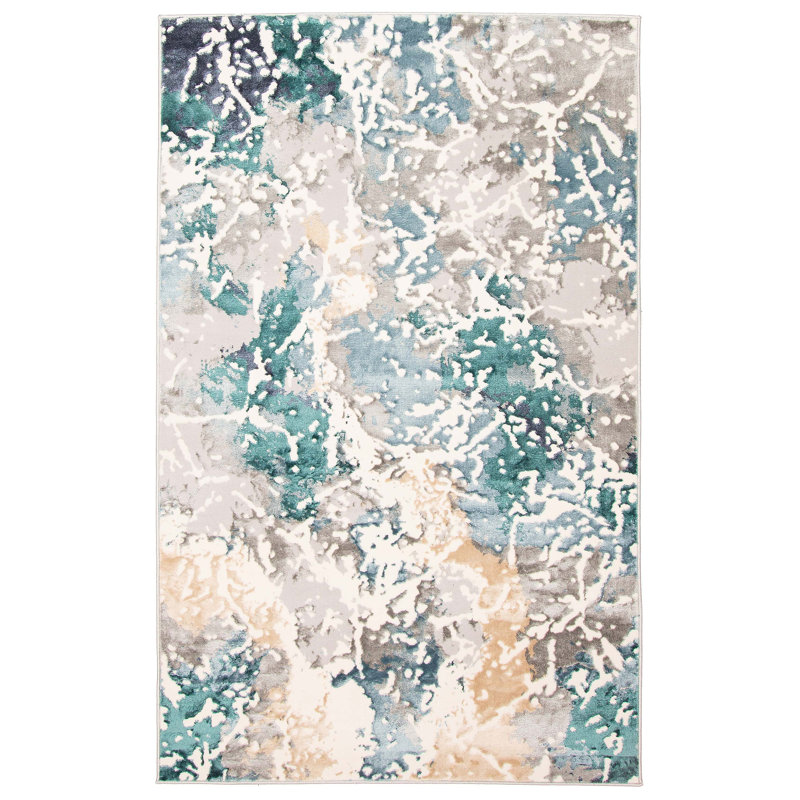 Aura Teal Rug, Rectangle 5' x 8'