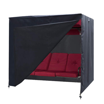 Outdoor Swing Cover 3 Triple Seater Hammock Cover Garden Swing Cover Garden Hammock Glider Chair Cover Patio Furniture Cover UV Resistant Swing Canopy Cover All Weather Protection Black