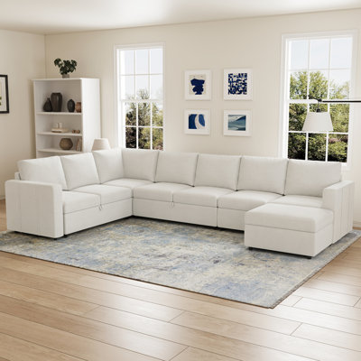 Seybert Luxurious U-Shaped Sofa Velvet Chenille Sectional Sofa For Living Room
