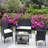 4 PC Rattan Patio Furniture Set Outdoor Patio Cushioned Seat Wicker Sofa (Beige Cushion)-2052526618
