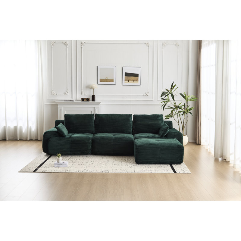 Pet - Canapé modulaire en velours côtelé avec mousse à mémoire de forme haute densité, combinaison personnalisable, sans assemblage, pour espaces de vie et de lit 3 places différentes