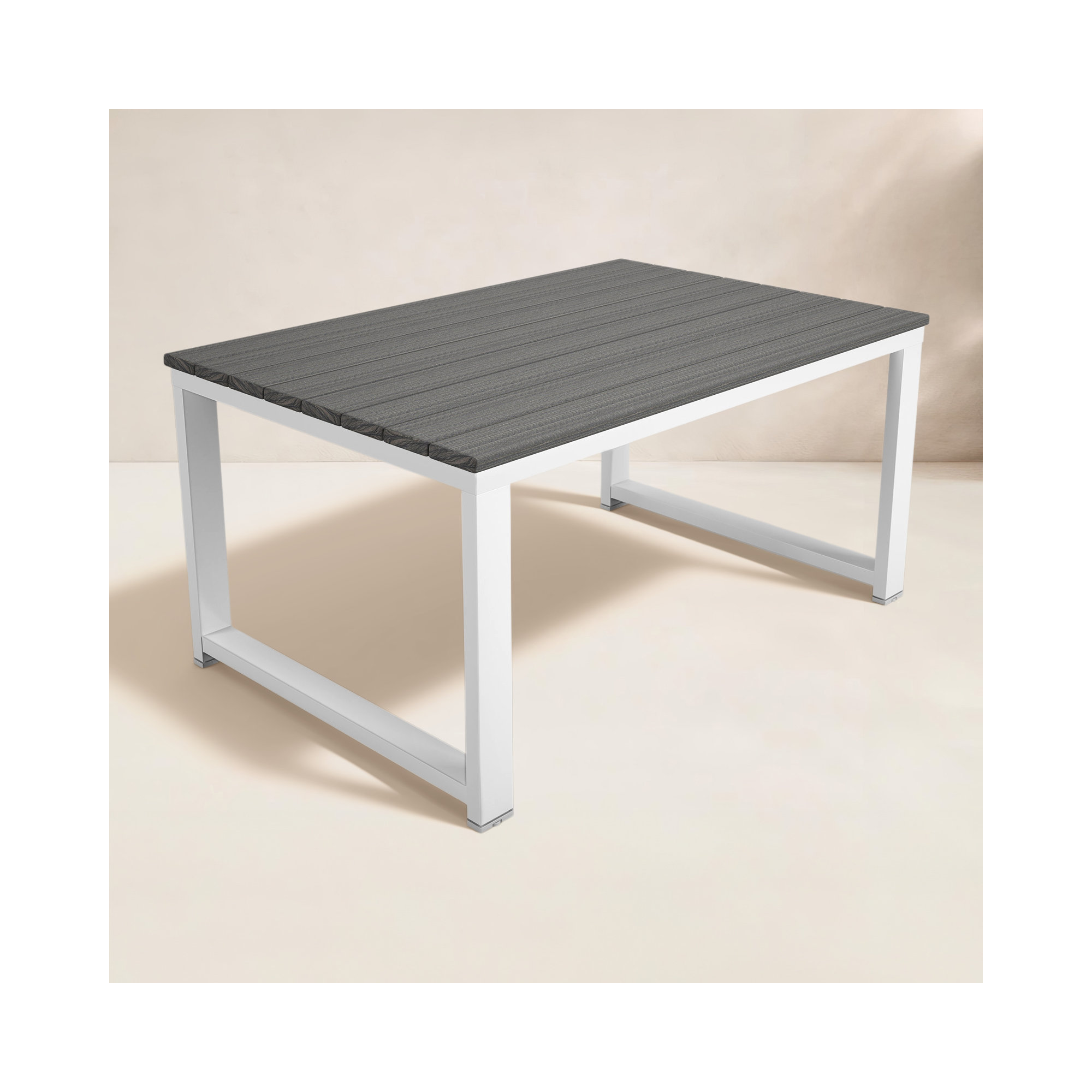 Rectangular Outdoor Patio Coffee Table, Gray