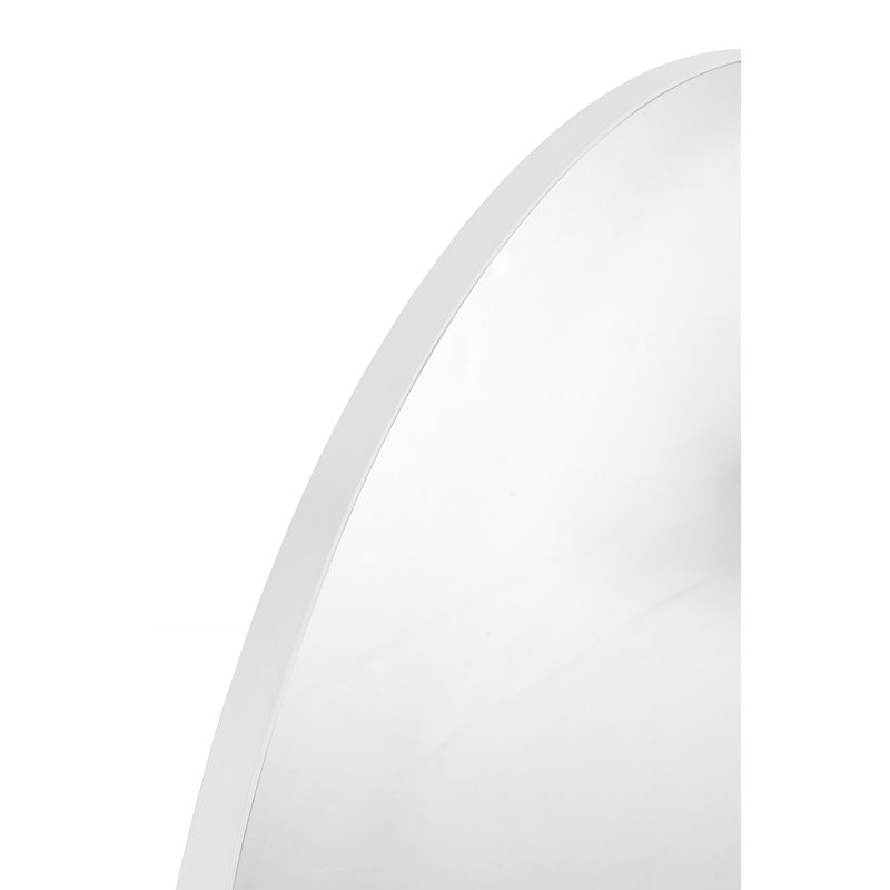 Modern White Round Metal Frame Wall Mirror