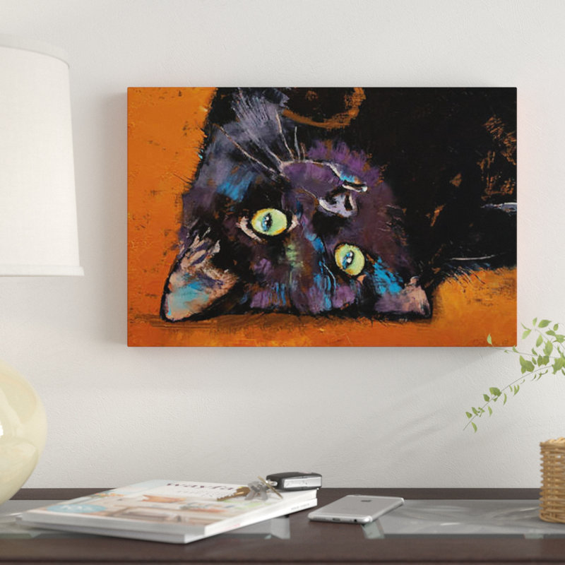 «Upside Down Kitten», reproduction sur toile, H 8 po x l 12 po x P 0,75 po, Toile tendue, Pas de tapis