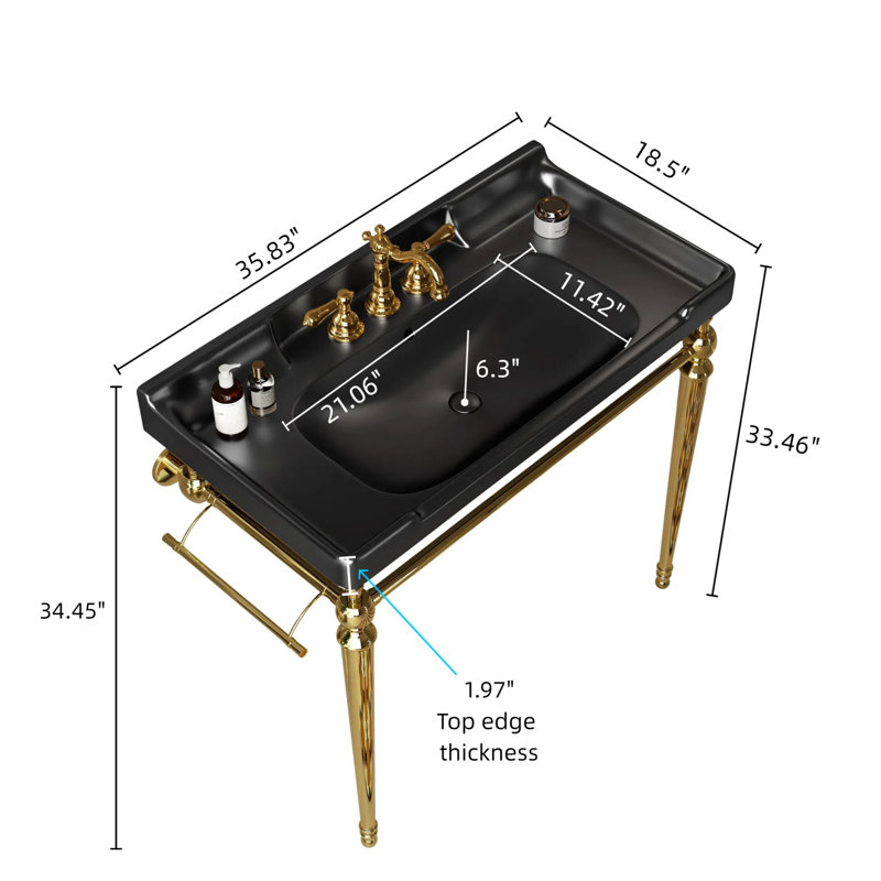 36" Bathroom Console Sink, Black