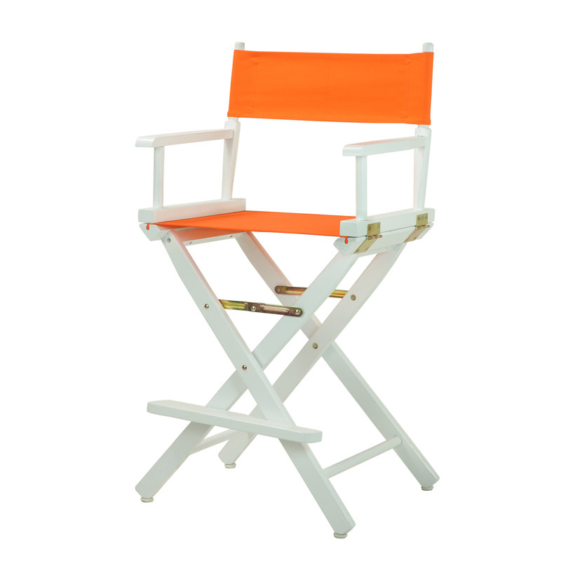 Chaise de réalisateur pliante 24 po, Tangerine, Blanc
