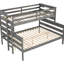 Lit simple superposé au-dessus de grand lit en bois gris - idéal pour l'organisation de la chambre à coucher offrant un environnement stable et paisible-1272150395