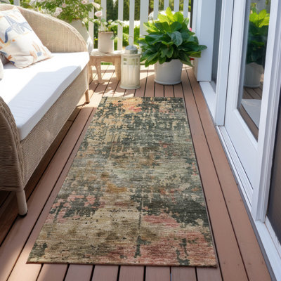 Machine Washable Indoor/Outdoor Cicel ACN1214 Sage Rug