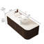 Meuble-lavabo 48 po, lavabo en céramique blanche, finition rayée noyer foncé 3D, 2 tiroirs, grand espace de rangement, système de fermeture en douceur, pré-assemblé
