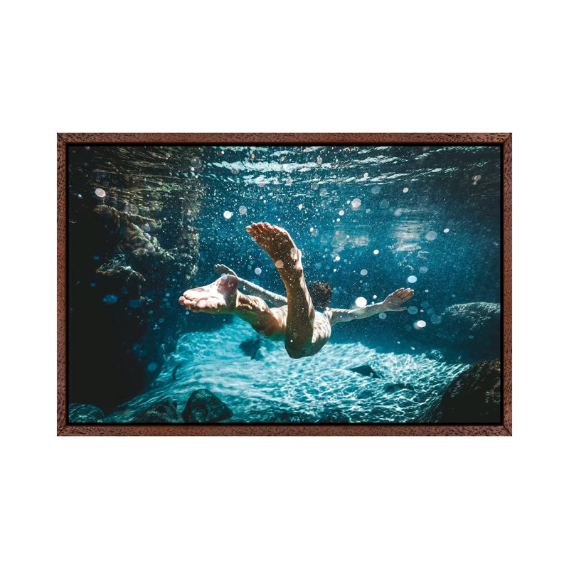 Fairy Pools Swimmer Underwater by James Vodicka - Print on Canvas, Classic Brown Wood Framed, 66.04 cm H x 45.72 cm W