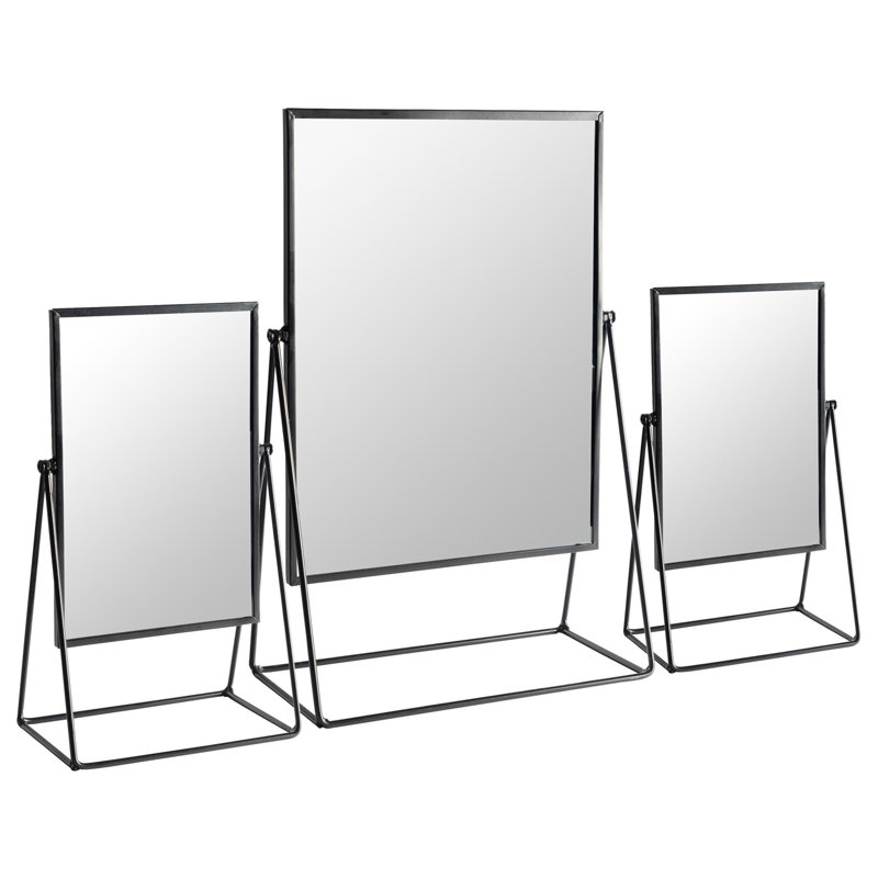 Harbour Housewares - Dressing Table Mirror Set Make-Up Bathroom Vanity Mirror - 3pc Set, Black