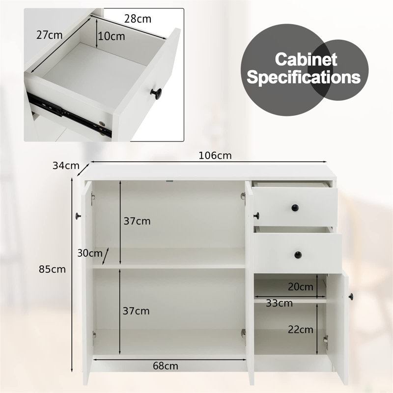 Hulmeville 106 Cm Wide 2 Drawer Sideboard