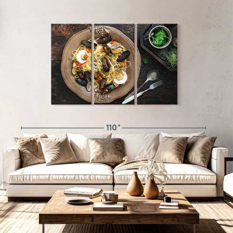 Yarlin Simple Seafood Pasta, 48" H x 74" W