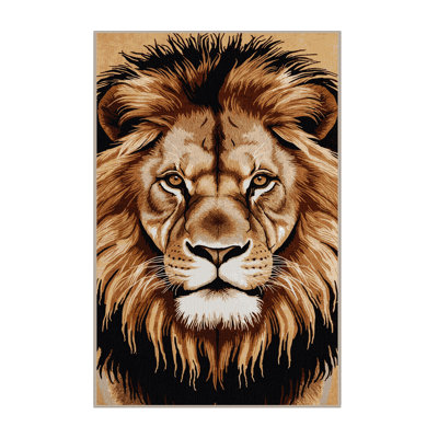 Washable Asiatic Lion Wildlife Area Rug