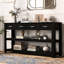 Console de vestibule en pin et en noir, 4 tiroirs, 2 tablettes, pièce de style élégante pour les tiroirs en pin