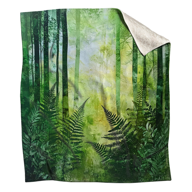 Couvertures forêt dense avec fougères, 60in W x 80in H