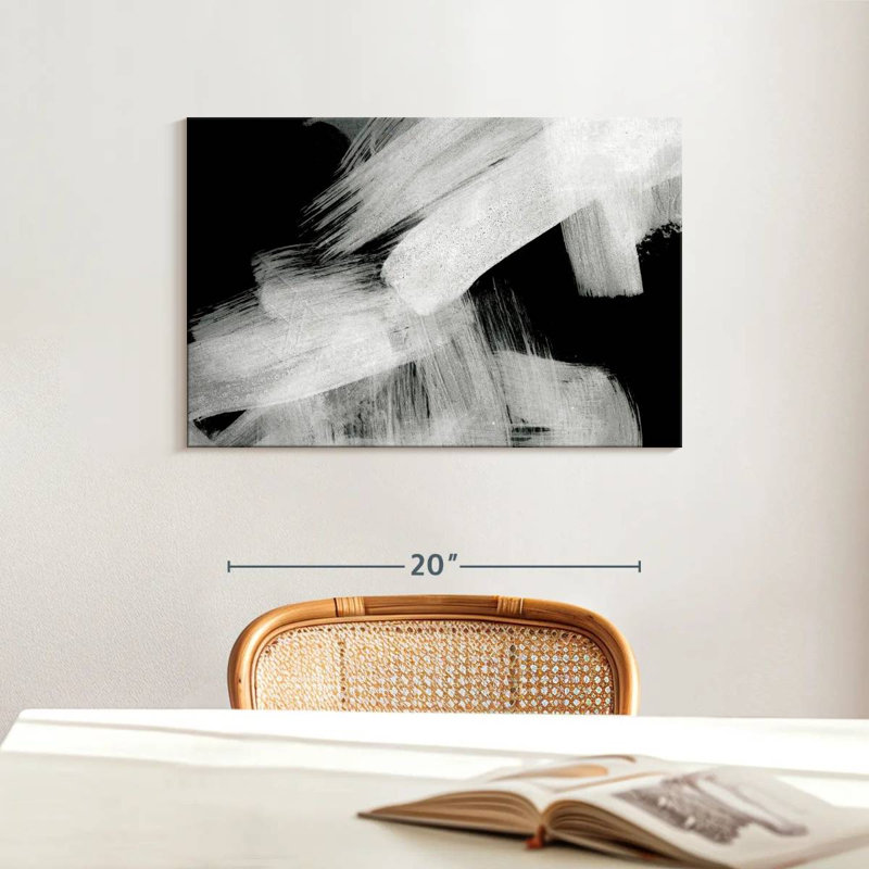 «Black and White Abstract», reproduction sur toile, H 16 po x l 24 po x P 1,25 po