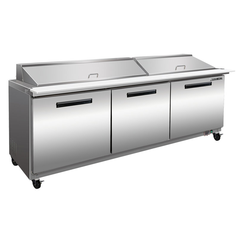 Stainless Steel 18 Cu Ft 3-Door Commercial Prep Refrigerator