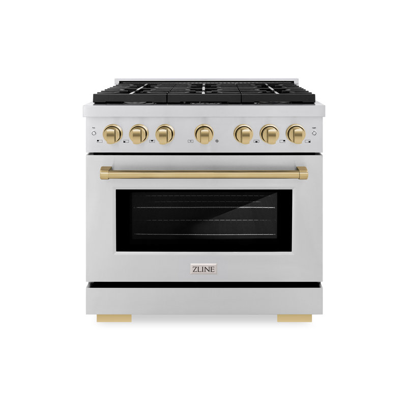 36" Stainless Steel Dual Fuel Range with Champagne Bronze Accents