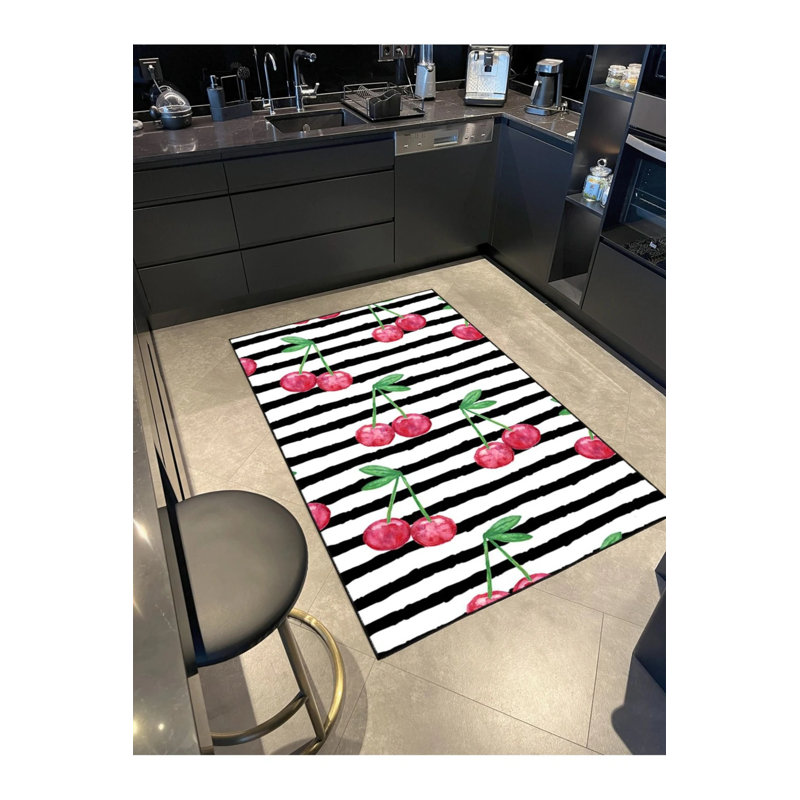 Tapis à motif floral cerise, Rond 4 pi
