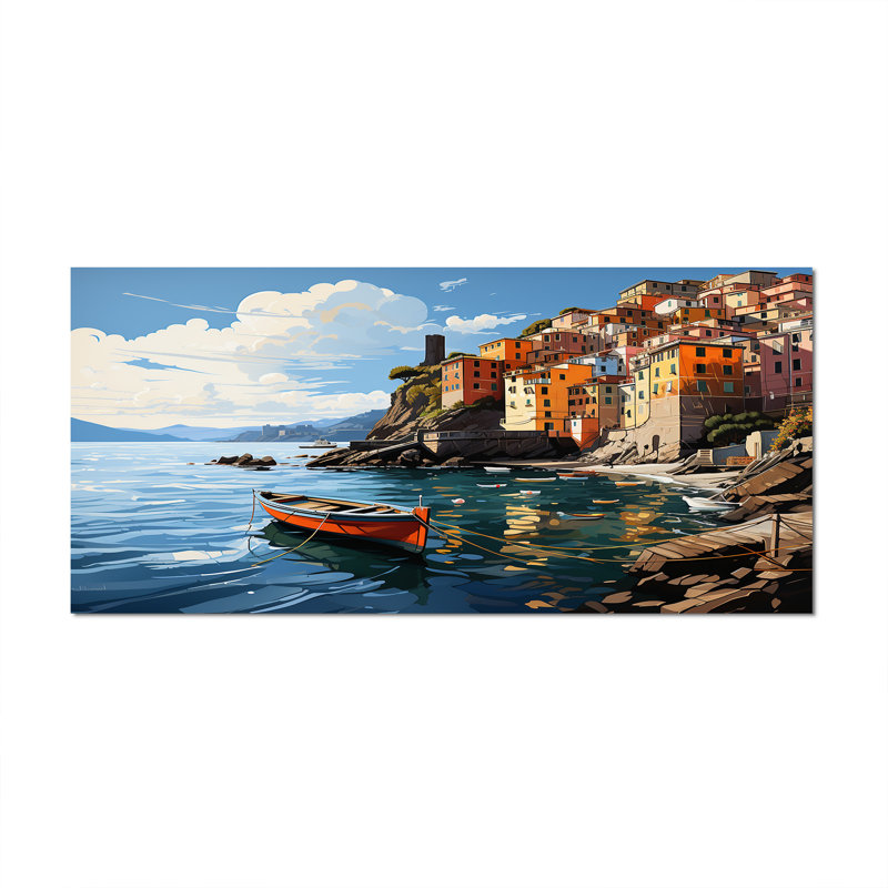 «Beige Italy Cinque Terre I» sur toile, Toile tendue, H 28 po x l 60 po x P 1,5 po