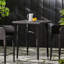 Table de bar carrée de 81 cm (32 po) - Table de jardin en fer forgé au design charmant, 104 cm (41 po) H x 83 cm (32,5 po) L x P, mobilier de jardin brun aux nuances variées, pigmentée