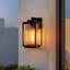 IP23 1-Light Square Outdoor Indoor Lantern Wall Sconce With Clear Striped Glass(2 Pack)