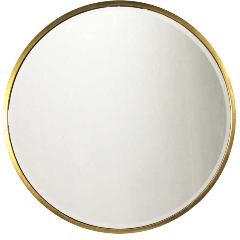 Hilde Wood Flat Wall Mirror, Gold