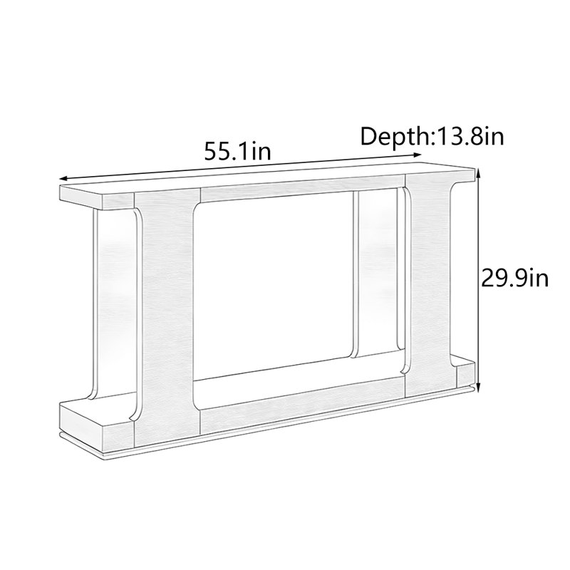 Table d'entrée de style Wabi-Sabi, H 29,9 po x l 55,1 po x P 13,8 po
