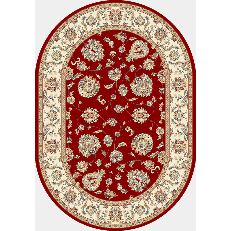 Tapis rouge/ivoire oriental Attell, Ovale 2 pi 7 po x 4 pi 7 po