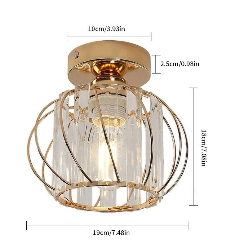 Crystal Chandelier Ceiling Light,Modern Small Flush Mount Ceiling Light,E27 Metal Ceiling Lamp For Kitchen Hallway Dining Rooms Living Rooms