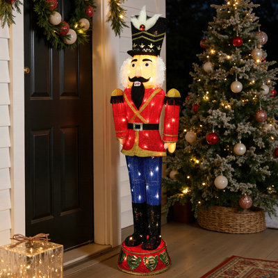 Casse-Noisette lumineuse 3D de 1,25 m, décorations de Noël, figurine de soldat de Noël avec 80 DEL pour l'extérieur