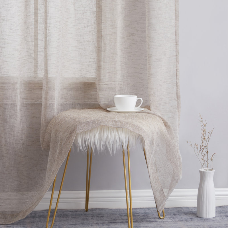 Hailey Faux Linen Sheer Curtain Panels, 54" W x 84" L, Taupe