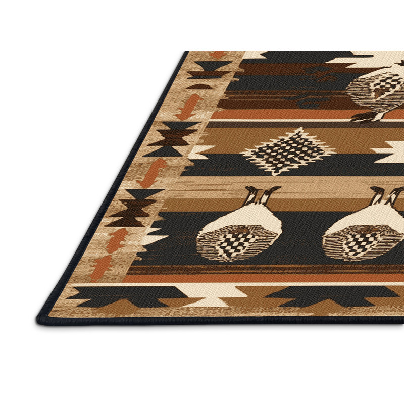 Washable Quail Southwestern Area Rug, Rectangle 3' x 5'