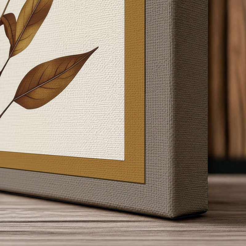 Single Stem Study Botanical - Wrapped Canvas, 18x12 - 45.7 x 30.5 cm, Taupe Border