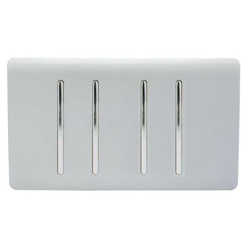 Trendi Switch 4 Gang 1 or 2 Way Light Switch, Silver
