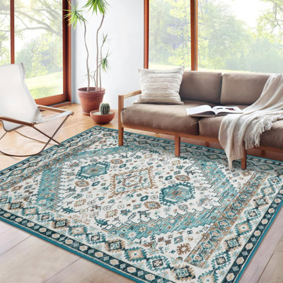 Rectangle Abstract Washable Area Rug