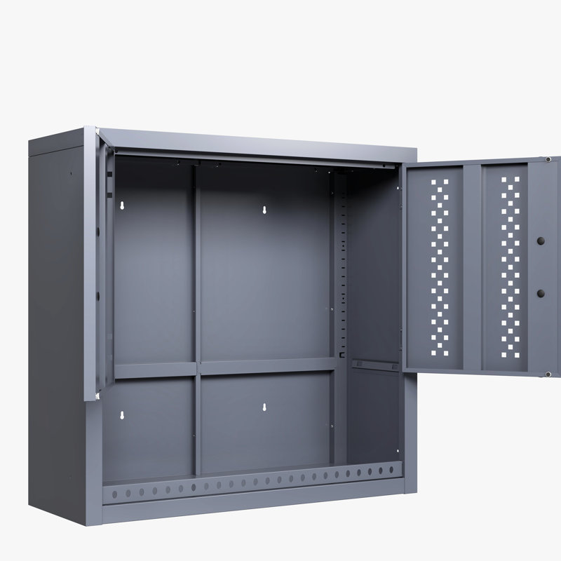 30.74" H Gray Steel Garage Cabinet With Door, Wall - Mounted For Kitchens, Basements, Warehouses, Simple Assembly, Flexible Storage Metal Easy Setup, Arrangement