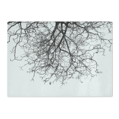 Tempered Glass Bare Tree Painting Chopping Board
